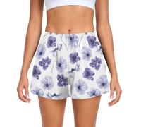 Caihoyu Peri Short de sport ample et confortable pour femme, motif aquarelle à fleurs violettes, pour salle de sport, plage, maison, extérieur, taille S, Peri Aquarelle Fleur Violet, XX-Large