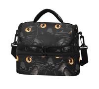 Caihoyu Sac à déjeuner isotherme double couche noir simple honnête chats Boxex réutilisable avec soutien solide pour homme, travail, camping, plage