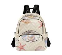 Caihoyu Sac à dos de voyage pour femme avec sangle réglable pour un usage quotidien Taille S/M Blanc ivoire et rose poudré coquillages étoiles de mer mignon neutre été