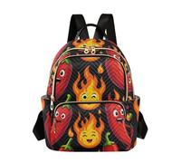 Caihoyu Sac à dos matelassé pour femme avec des matériaux durables pour le travail Taille S/M Spicy Red Chili Pepper Fire Black, Piment rouge épicé noir feu, Medium, Tendance
