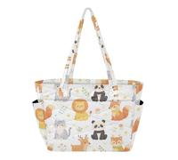 Caihoyu Sac à main fourre-tout pliable pour femme pour les voyages et les trajets quotidiens avec compartiment Motif animaux de la jungle