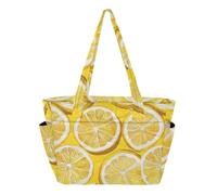 Caihoyu Sac fourre-tout pour femme, sac de plage, travail avec poche, citrons jaunes