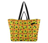 Caihoyu Sacs fourre-tout en toile de grande capacité pour homme, shopping, voyage, Halloween, monstres, plaid