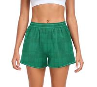 Caihoyu Short athlétique à grille verte pour femme taille élastique pour course à pied, marche, entraînement, plage, salon, taille S, Grille verte, Taille S