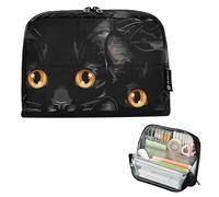 Caihoyu Trousse à crayons de grande capacité légère pour homme, bureau, noir, simple, honnête, chats