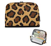 Caihoyu Trousse à crayons de grande capacité - Organiseur de bureau debout - Indispensable pour l'école - Imprimé léopard classique