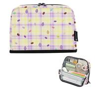 Caihoyu Trousse à crayons de grande capacité - Organiseur mignon pour homme - Collège de Pâques - Bonbons à carreaux