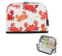 Caihoyu Trousse à crayons de grande capacité pour bureau à large ouverture pour enfants, école, crabes mignons