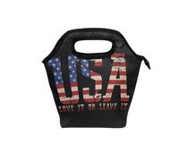 Caihoyu Usa Typographie Love Leave Sac à déjeuner mignon avec poignée incurvée rigide pour homme Résistant à l'eau pour plage Collège