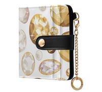 Caihoyu White and Gold Gems Portefeuille classique pliable imperméable compact en cuir PU pour homme femme voyage