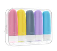 Caija-H Lot de 5 flacons de voyage pour articles de toilette avec fermeture éclair transparente, bouteilles en silicone anti-fuite TSA pour shampooing, après-shampooing, accessoires de voyage (90 ml)