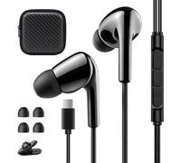 Caijin Écouteurs Intra-Auriculaires Filaire, Écouteurs USB Type C Intra Auriculaires avec Micro et Contrôle du Volume, Ecouteur USB C pour Samsung Galaxy iPhone 17 16 15 Pro Max Pixel Xiaomi, Noir