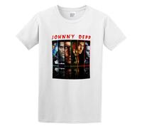 CaiJohnny Depp Customized Mens T-Shirt Unisex White Top Tee XL