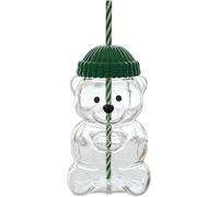 Caikbms Gobelets Paille Verre Motif Ours, Tasses Café Mignonnes Noël avec Ours, Mugs 590 ML pour Jus, Lait, Cocktails Et Autres Boissons, Verrerie, Cadeaux Noël Et Danniversaire 1pc