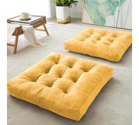 Caikbms Lot 2 Coussins Sol Épais, Coussins Siège Carrés Solides Velours Côtelé, Coussins De Sol Tatami Doux pour Méditation Yoga Salon Balcon Bureau Ou Lextérieur B,2