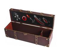 cailion Boîte de Bouteille de vin avec Ensemble d'accessoires de vin,Boîte à vin Vintage en Bois,Ensembles de Sommelier avec Ouvre-Bouteille,Bouchon de vin (Brown)