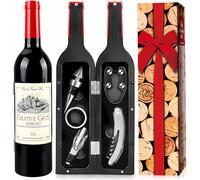 cailion Set de Tire-Bouchons en Forme de Bouteille de vin, Ensemble de Tire-Bouchon, Coffret Cadeau d'accessoires pour Le vin, Ensembles de Sommelier avec ouvre-Bouteille (Red bottle001)