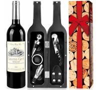 cailion Set de Tire-Bouchons en Forme de Bouteille de vin, Ensemble de Tire-Bouchon, Coffret Cadeau d'accessoires pour Le vin, Ensembles de Sommelier avec ouvre-Bouteille (Silver bottle001)