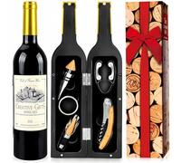 cailion Set de Tire-Bouchons en Forme de Bouteille de vin, Ensemble de Tire-Bouchon, Coffret Cadeau d'accessoires pour Le vin, Ensembles de Sommelier avec ouvre-Bouteille (Gold bottle001)