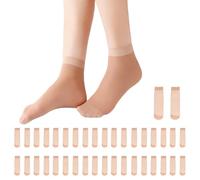 cailiya 20 Paires de Chaussettes en Soie pour Femme Cheville,Bas de Contention Femme pour avec Bout Renforcé (FR/ES, Alpha/lettres, Taille unique, Taille normale, Taille normale, Brun)