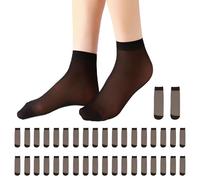 cailiya 20 Paires de Chaussettes en Soie pour Femme Cheville,Bas de Contention Femme pour avec Bout Renforcé (FR/ES, Alpha/lettres, Taille unique, Taille normale, Taille normale, Noir)
