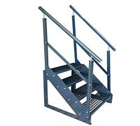 Caillebotis acier Escalier à limon 4 Marches Autoportant Entièrement galvanisé et Anthracite Revêtu par poudre avec garde-corps des deux côtés - Dimensions (L x l x H) 82cm x 80cm x 76cm