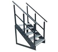 Caillebotis acier Escalier à limon 5 Marches Autoportant Entièrement galvanisé et Anthracite Côtés revêtus de poudre avec garde-corps des deux côtés - Dimensions (L x l x H) 101cm x 60cm x 95cm