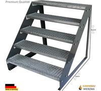 Caillebotis Acier Escalier à limons 5 marches Autoportant Galvanisé & Anthracite Limons thermolaqués - (L x l x h) 101cm x 120cm x 95cm