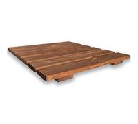 Caillebotis de douche antidérapant 60 x 60 cm en bois de pin imprégné, 4 cm d'épaisseur, marron teck