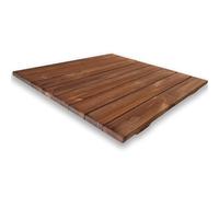 Caillebotis de douche antidérapant 70 x 70 cm en bois de pin imprégné, 4 cm d'épaisseur, marron teck