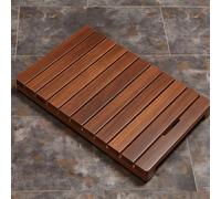 Caillebotis Douche Bois, Épaisseur 3,7 CM, Tapis de Bain Douche Antiderapant Séchage Rapide Carré Senior, Accessoire de Décoration Salle de Bain pour Intérieur Extérieur(Walnut Wood,100 x 100 cm)