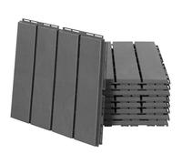 Caillebotis - Outsunny - dalles terrasse lot de 9 emboîtables imitation bois noir - plastique - 30x30cm - noir