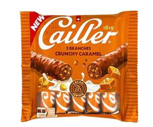 Cailler Branche Crunchy Caramel, Chocolat au Lait avec Praliné et Morceaux de Caramel, 30 Branches, 690g x30/x5 (5)