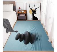 Cailloux Tapis 90x150 cm Ondulations de l'eau Moquette Antiderapant à Poils Courts Tapis 3D Lavable en Machine Convient aux Petits Salons Chambres Couloirs et Salles à Manger b-3104