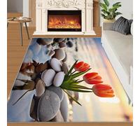 Cailloux Tapis 90x150 cm Paysage Lacustre Moquette Antiderapant à Poils Courts Tapis 3D Lavable en Machine Convient aux Petits Salons Chambres Couloirs et Salles à Manger b-385