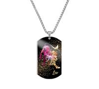 Caimeytie Collier en Acier Inoxydable avec Signe du Zodiaque Multicolore pour Homme, Pendentif 12 Constellations, Collier Astrologie Horoscope, Cadeau Lion