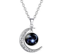 Caimeytie Collier Femme Pendentif Lune Bijoux Horoscope Signe du Zodiaque Capricorne