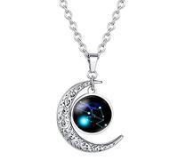 Caimeytie Collier Femme Pendentif Lune Bijoux Horoscope Signe du Zodiaque Taureau
