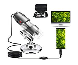 Cainda Microscope numérique USB 40x à 1000X, avec Support en métal et étui de Transport Compatible avec Android Windows 7 8 10 11 Linux Mac