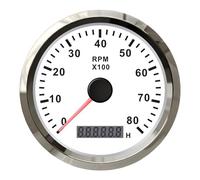 CAINV Tachymètres de Voiture ou de Bateau Modification 85mm 0-8000 TR/Min compteurs de Tours compteurs de révolution de Signal d'impulsion for Moteur à Essence Facile à Lire(Blanc)