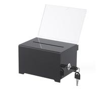 CAIONPLE 1 boîte à dons avec serrure, urne de vote avec porte-bouclier en acrylique noir pour collecte de fonds, dons