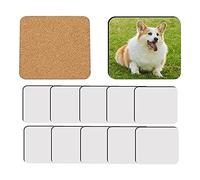 CAIONPLE 12 Pcs Sublimation Square Coaster Blank MDF Liège sous-Verres Blancs Bulk MDF DIY sous-Verres