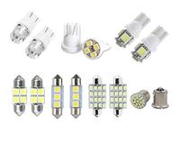 CAIONPLE 14X Blanc LED IntéRieur de Voiture IntéRieur LumièRe DôMe Coffre Carte Ampoules de Lampe de Plaque D'Immatriculation