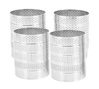 CAIONPLE 20 PièCes SéRies Anneaux à Circulaires avec Trous Aux Fruits Quiches Gâteau Mousse Cuisine Moule de Cuisson Gâteau Perforé Mousse Anneau 8Cm