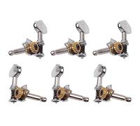 CAIONPLE 3L3R Lot de 6 accordeurs de guitare 1:18 - Tuners mécaniques - Boutons d'accordage - Clé pour guitare acoustique ou électrique - Argent