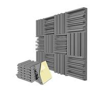 CAIONPLE 6 Pcs Panneaux de Mousse Acoustique Auto-Adhésive, 12 X 12 X 2 Pouces, Mousse Absorbante de Son pour Studio D'Enregistrement, Facile à Utiliser, Gris et Insonorisant