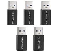 CAIONPLE Bloqueur de données USB à 5 pièces, adaptateur USB rechargeable uniquement pour bloquer la synchronisation des données, protection contre le jet, noir