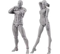 CAIONPLE Body Doll, Artistes Mannequin Blockhead Mannequin Articulé Dessin Figures Homme + Femme Ensemble (Gris)