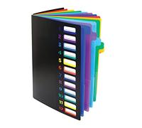CAIONPLE Classeur à levier avec 24 onglets transparents, extensible, 12 onglets colorés, pour 300 feuilles, classeur à levier et index numéroté sur enveloppe, 1 pièce