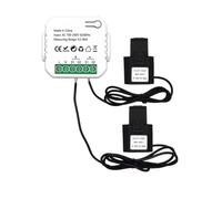 CAIONPLE Compteur D'Énergie Tuya ZigBee 2 Voies Bidirectionnel avec Pince de Capteur de Courant App Moniteur Puissance 100-240VAC, 2 Canaux 2CT Installation Facile Facile à Utiliser
